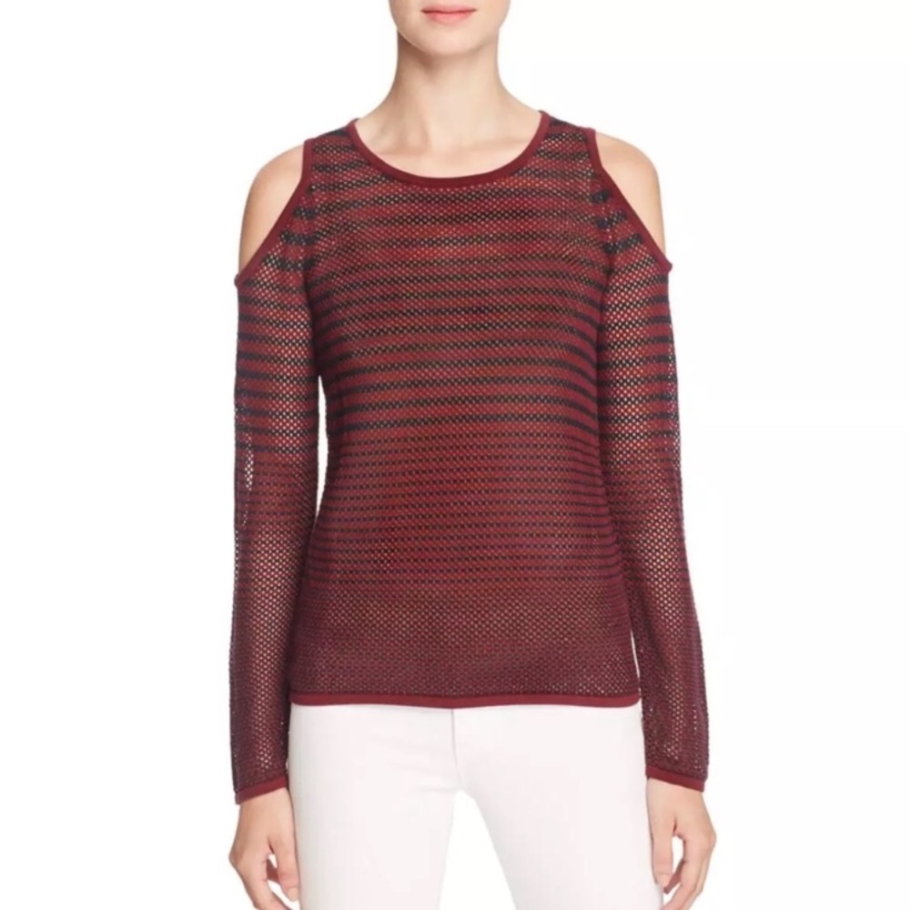 Rag & Bone Quinn Stripe Cold Shoulder Net Top - image 1
